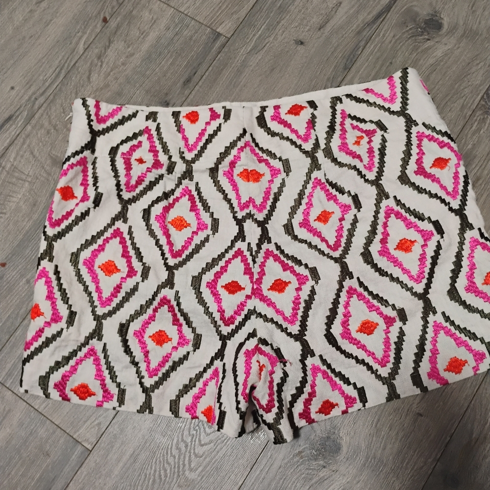 Linen Embroidered Riviera Shorts 12 IKAT Lips 👄 All Over Print - Picture 6 of 12